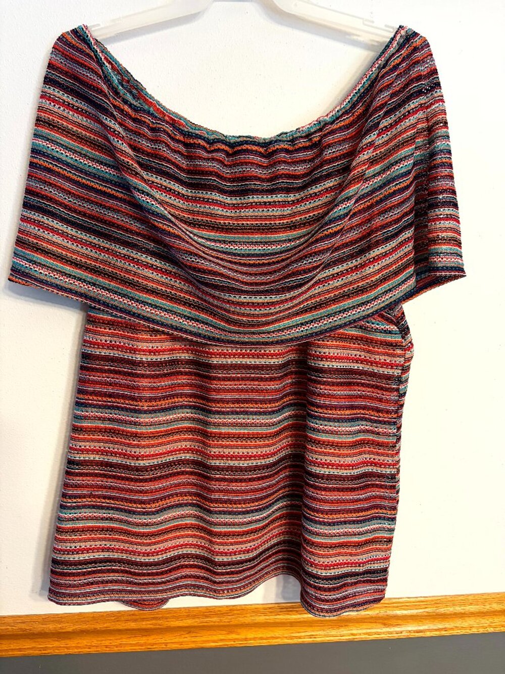 Catherine's Womens plus size off the shoulder top Size 2X colorful stripes